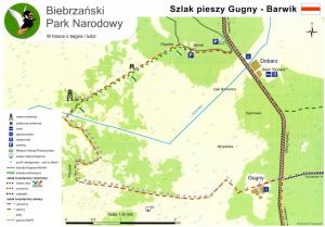 Mapa szlaku Barwik - Gugny