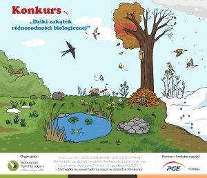 Plakat promujący Konkurs, obrazujący dziki zakątek różnorodności biologicznej